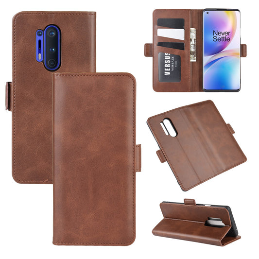 Double Clasp Flip Leather Wallet Stand Phone Case Cover for OnePlus 8 Pro