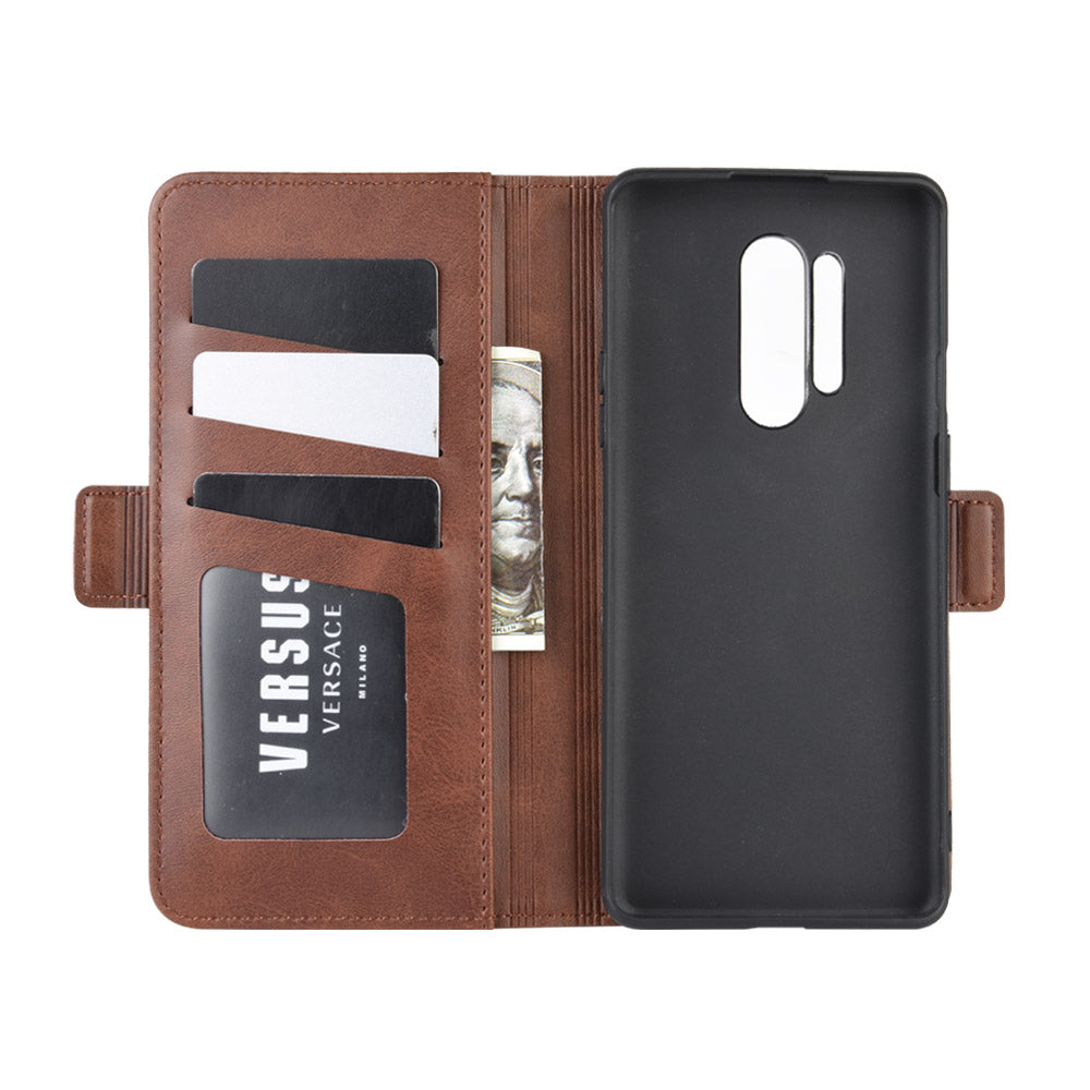 Double Clasp Flip Leather Wallet Stand Phone Case Cover for OnePlus 8 Pro