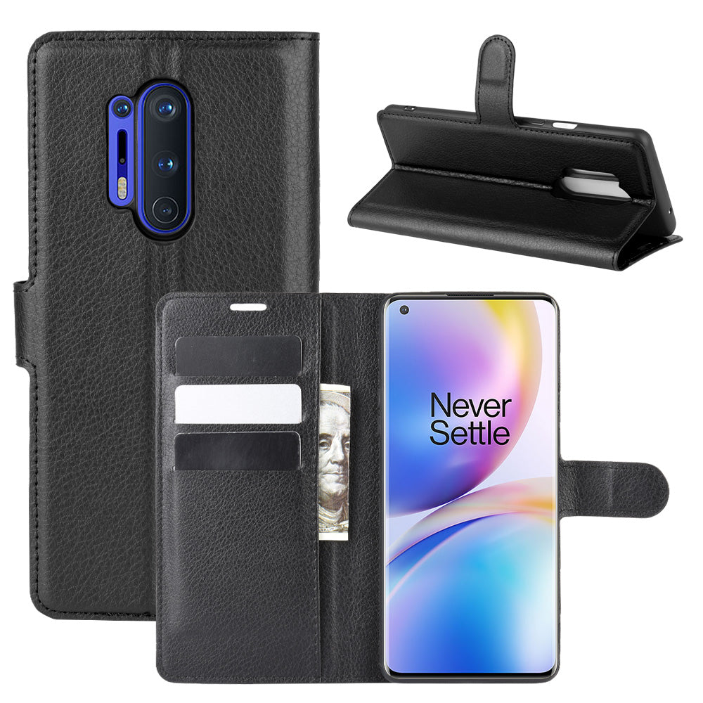 Litchi Skin Magnetic Leather Stand Case for OnePlus 8 Pro