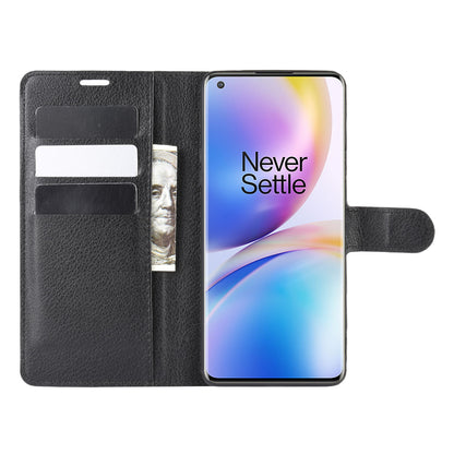 Litchi Skin Magnetic Leather Stand Case for OnePlus 8 Pro