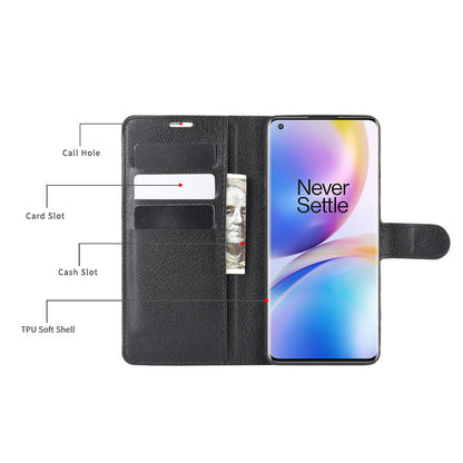 Litchi Skin Magnetic Leather Stand Case for OnePlus 8 Pro