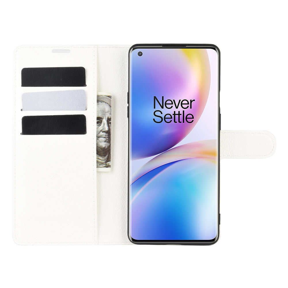 Litchi Skin Magnetic Leather Stand Case for OnePlus 8 Pro