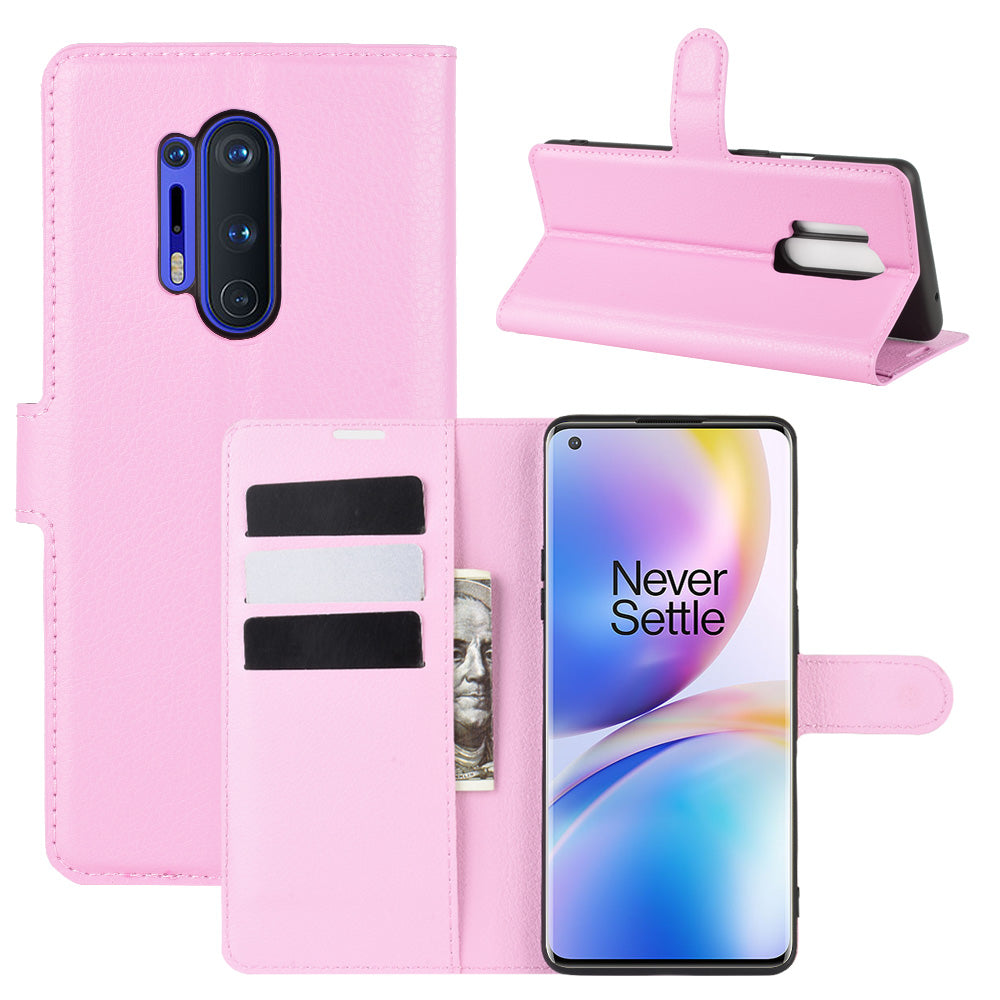 Litchi Skin Magnetic Leather Stand Case for OnePlus 8 Pro