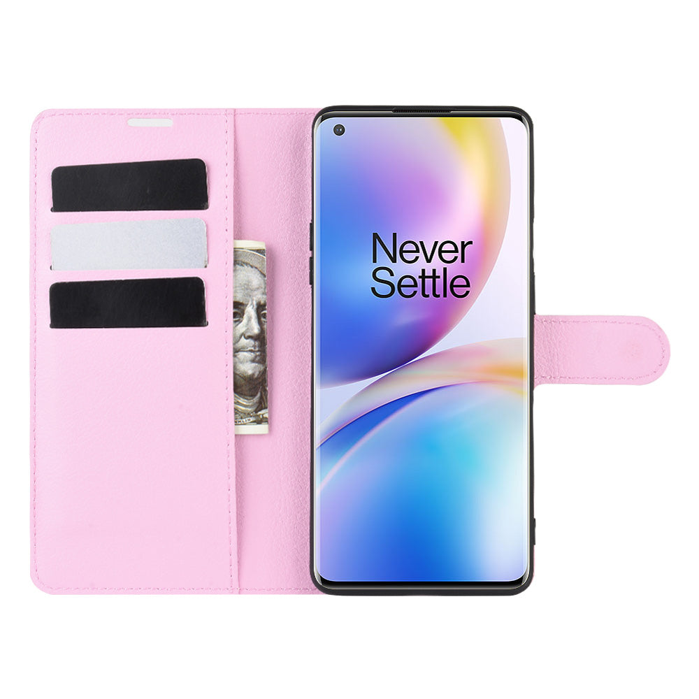 Litchi Skin Magnetic Leather Stand Case for OnePlus 8 Pro