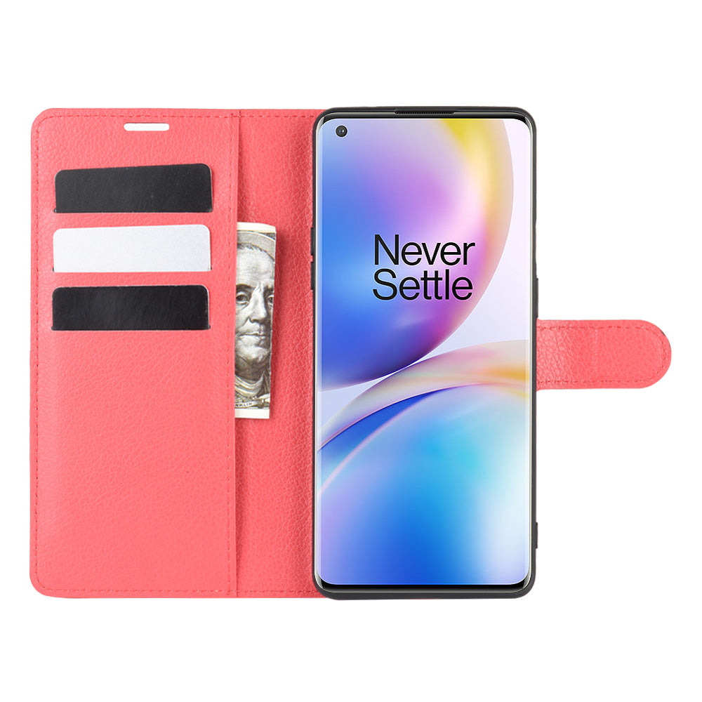 Litchi Skin Magnetic Leather Stand Case for OnePlus 8 Pro