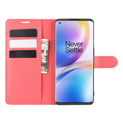 Litchi Skin Magnetic Leather Stand Case for OnePlus 8 Pro