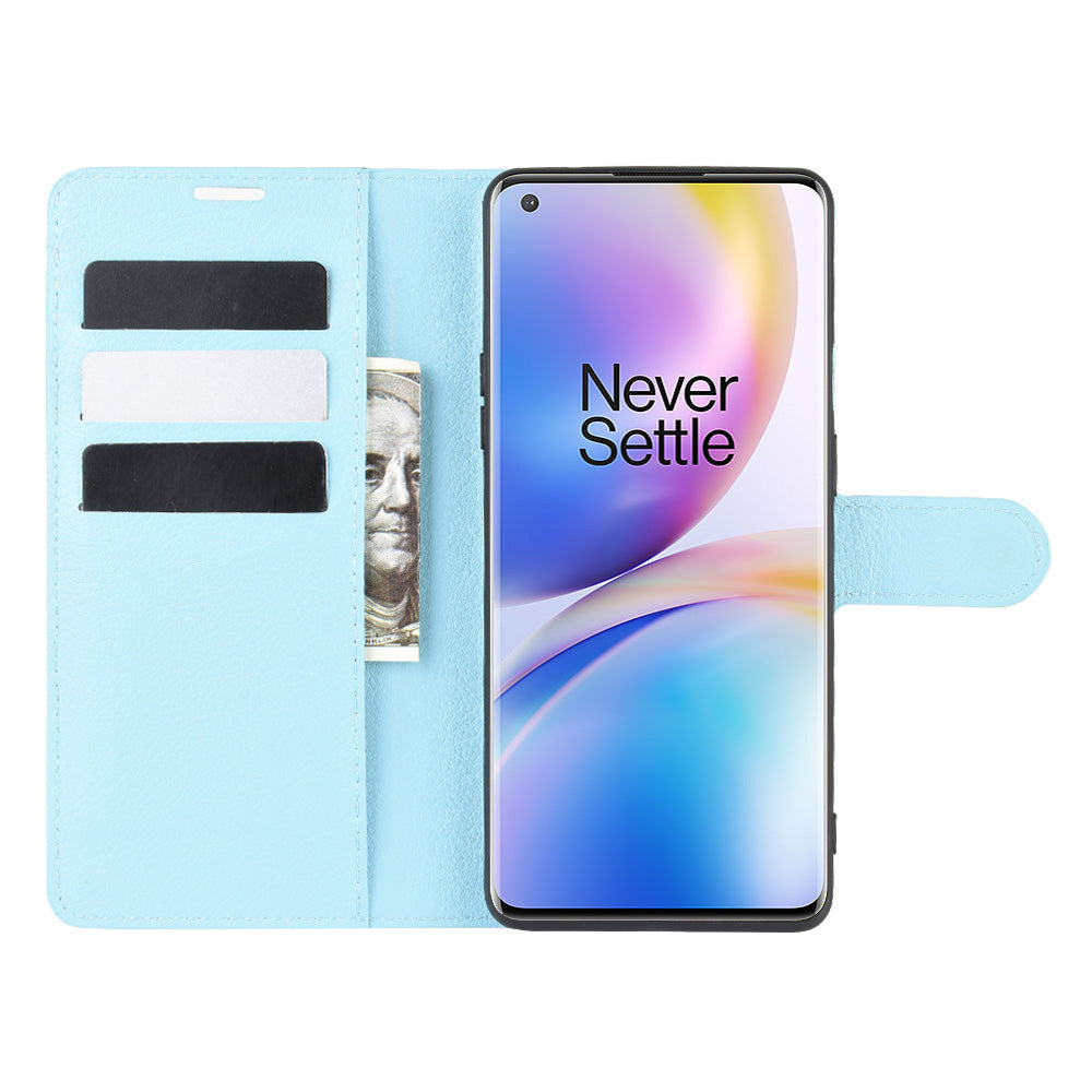 Litchi Skin Magnetic Leather Stand Case for OnePlus 8 Pro