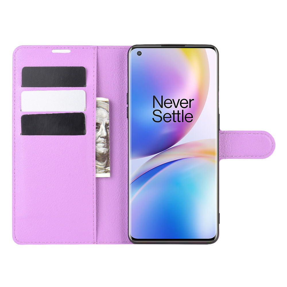 Litchi Skin Magnetic Leather Stand Case for OnePlus 8 Pro