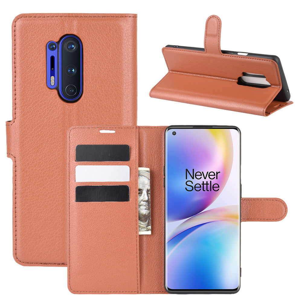 Litchi Skin Magnetic Leather Stand Case for OnePlus 8 Pro