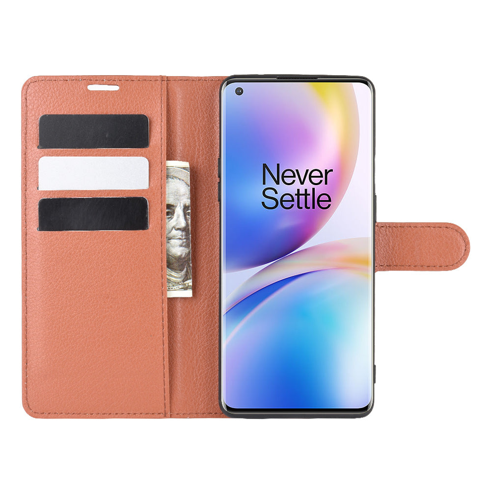 Litchi Skin Magnetic Leather Stand Case for OnePlus 8 Pro