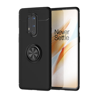 LENUO Metal Ring Kickstand TPU Phone Cover with Magnetic Sheet Shell for OnePlus 8 Pro