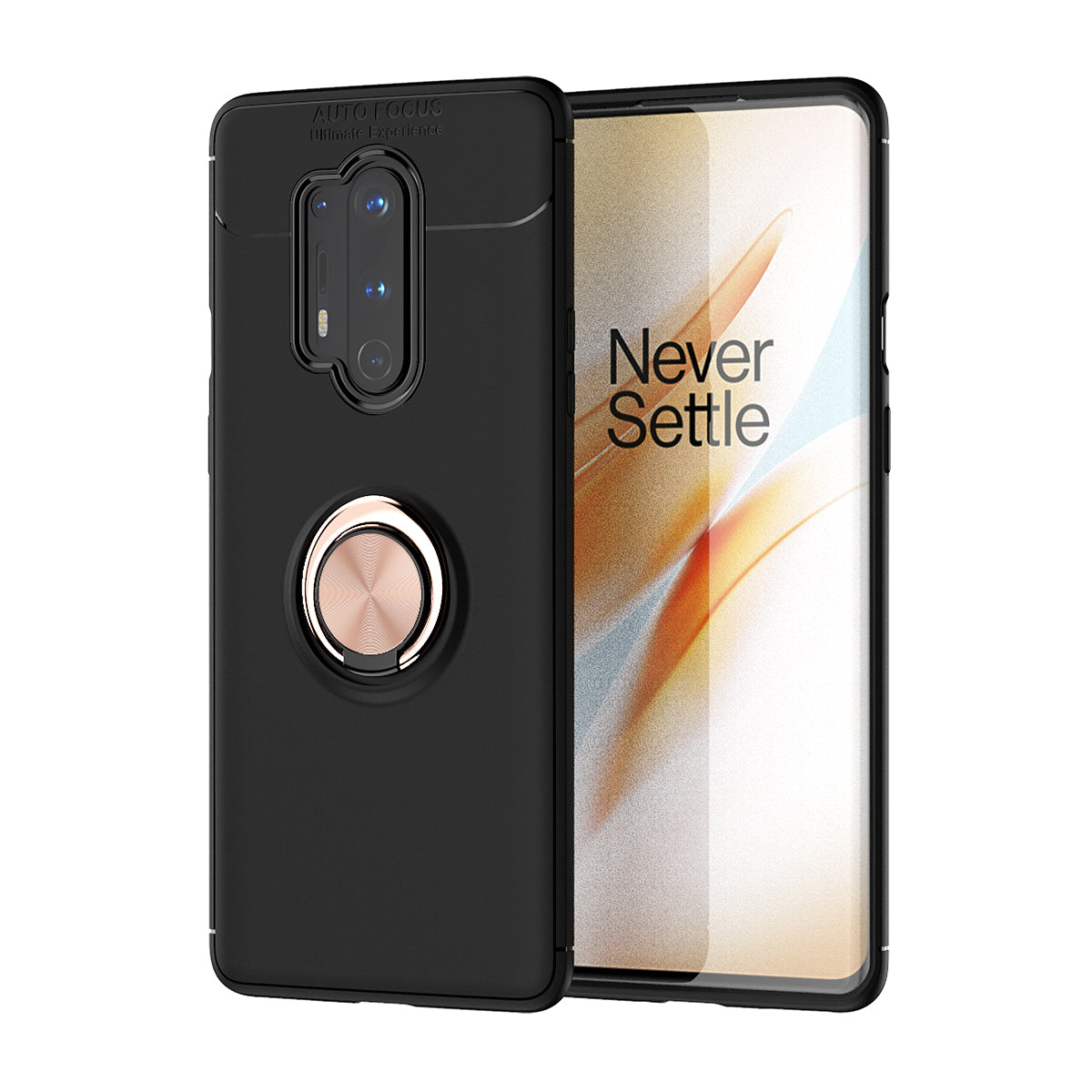 LENUO Metal Ring Kickstand TPU Phone Cover with Magnetic Sheet Shell for OnePlus 8 Pro