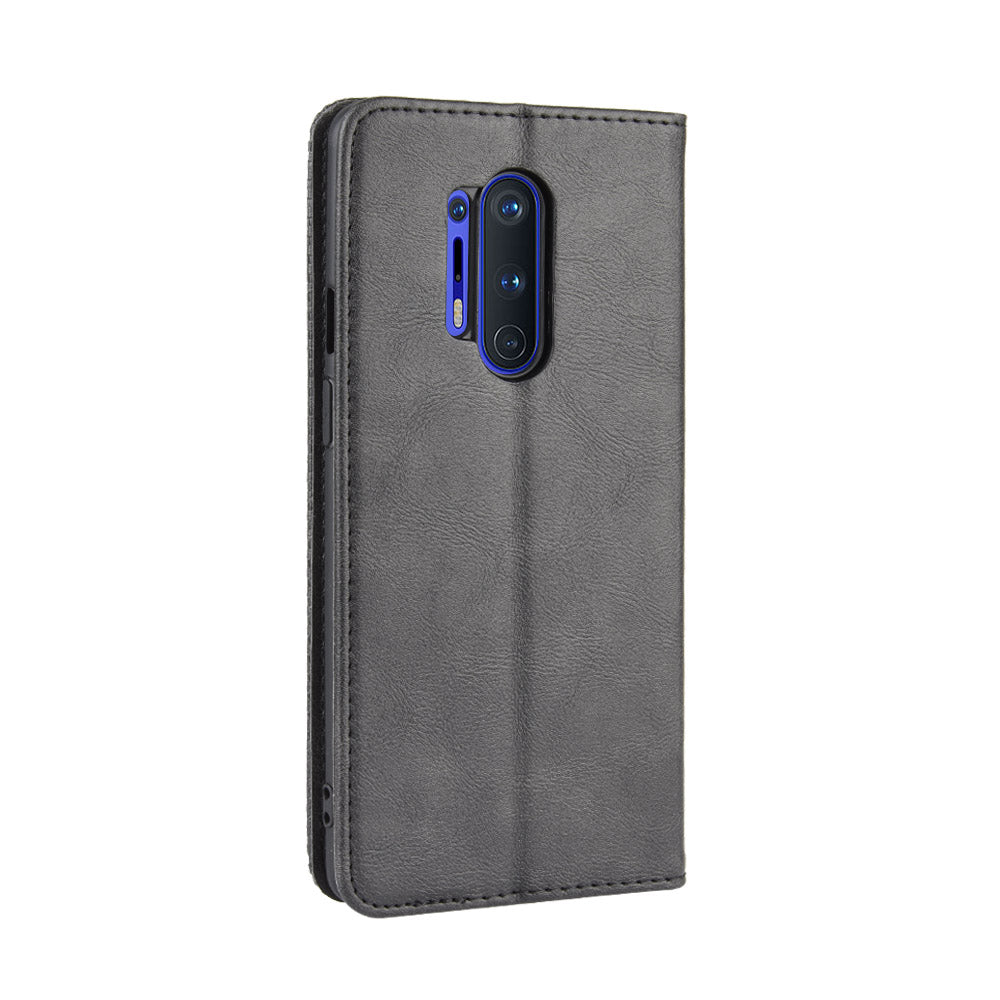 For OnePlus 8 Pro Vintage Auto-absorbed Leather Wallet Case with Stand