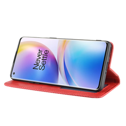 For OnePlus 8 Pro Vintage Auto-absorbed Leather Wallet Case with Stand