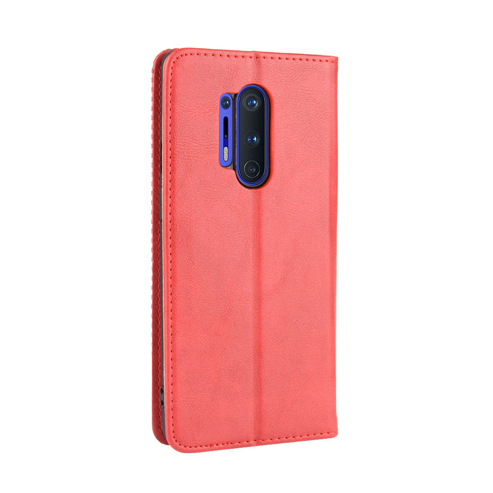 For OnePlus 8 Pro Vintage Auto-absorbed Leather Wallet Case with Stand