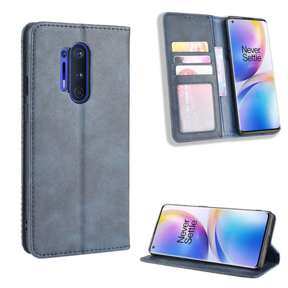 For OnePlus 8 Pro Vintage Auto-absorbed Leather Wallet Case with Stand