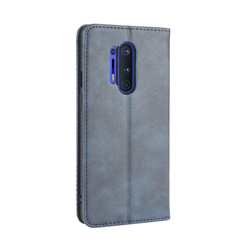 For OnePlus 8 Pro Vintage Auto-absorbed Leather Wallet Case with Stand