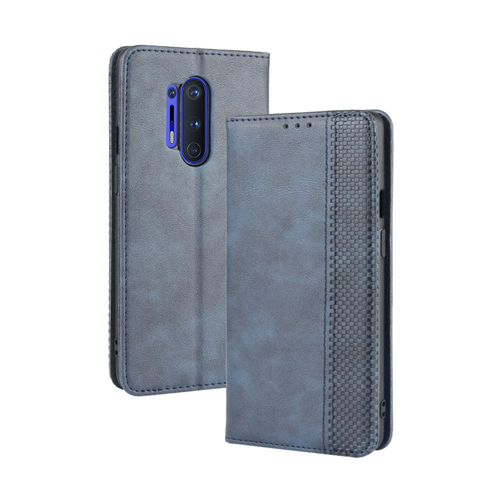 For OnePlus 8 Pro Vintage Auto-absorbed Leather Wallet Case with Stand