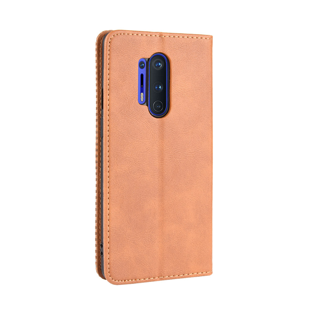 For OnePlus 8 Pro Vintage Auto-absorbed Leather Wallet Case with Stand