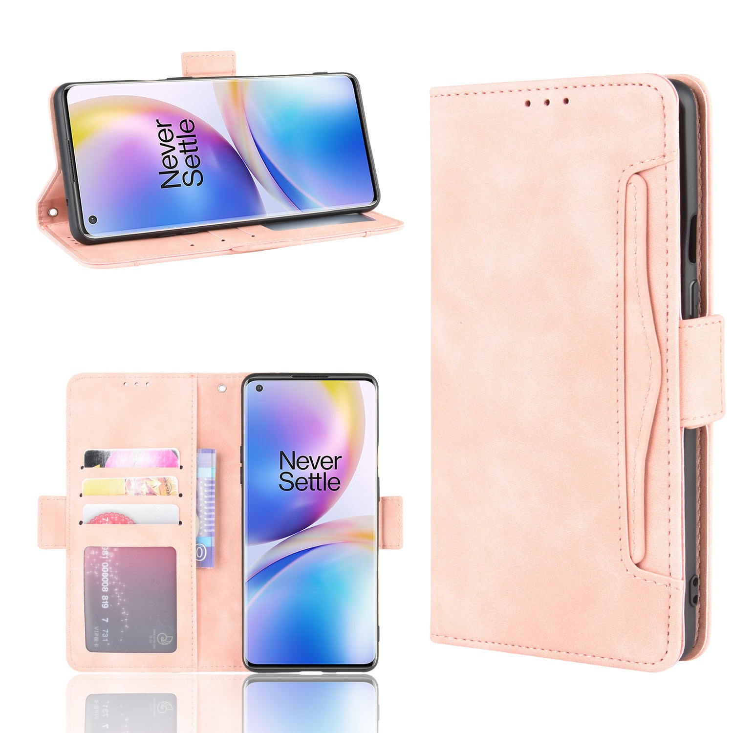 Multiple Card Slots Leather Wallet Phone Cover for OnePlus 8 Pro