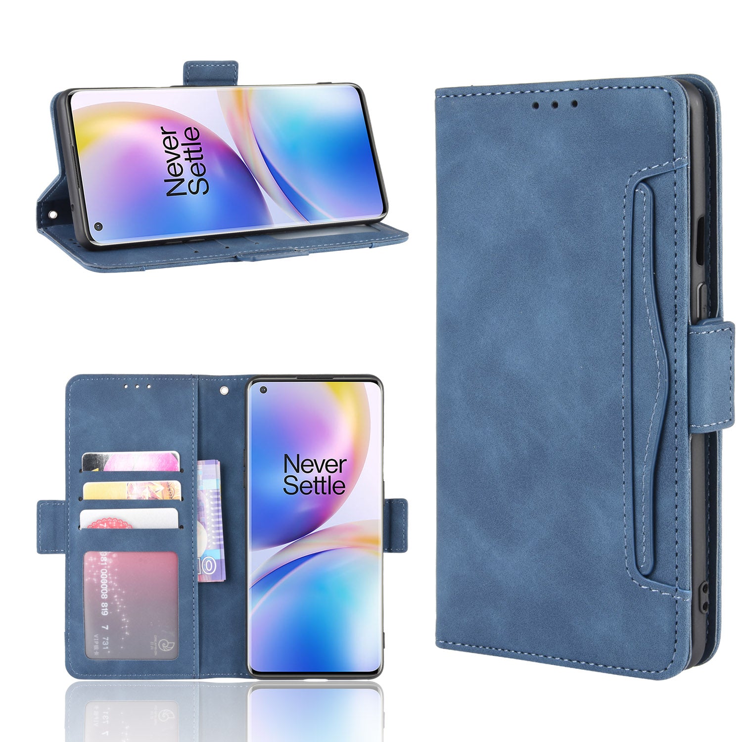 Multiple Card Slots Leather Wallet Phone Cover for OnePlus 8 Pro