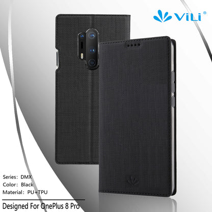 VILI DMX Cross Texture Leather Stand Shell for OnePlus 8 Pro