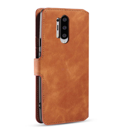 DG.MING Retro Style Leather Cover Wallet Stand Protective Shell Case for OnePlus 8 Pro