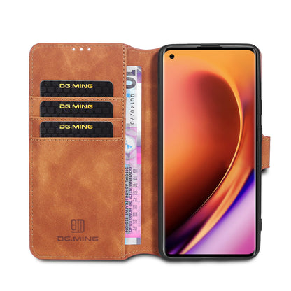 DG.MING Retro Style Leather Cover Wallet Stand Protective Shell Case for OnePlus 8 Pro