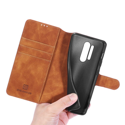 DG.MING Retro Style Leather Cover Wallet Stand Protective Shell Case for OnePlus 8 Pro