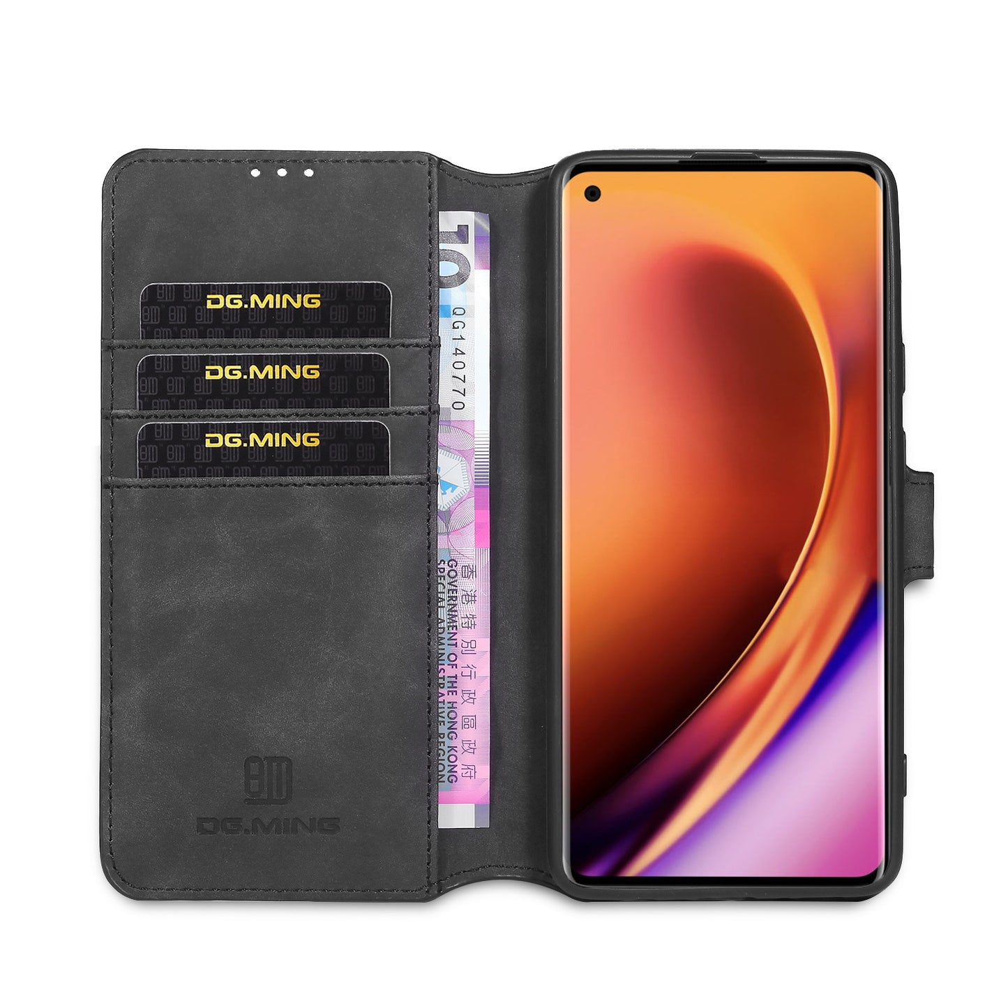 DG.MING Retro Style Leather Cover Wallet Stand Protective Shell Case for OnePlus 8 Pro