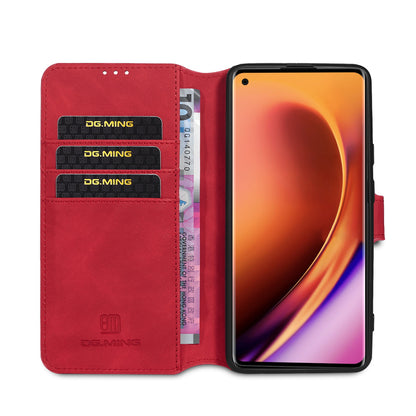 DG.MING Retro Style Leather Cover Wallet Stand Protective Shell Case for OnePlus 8 Pro