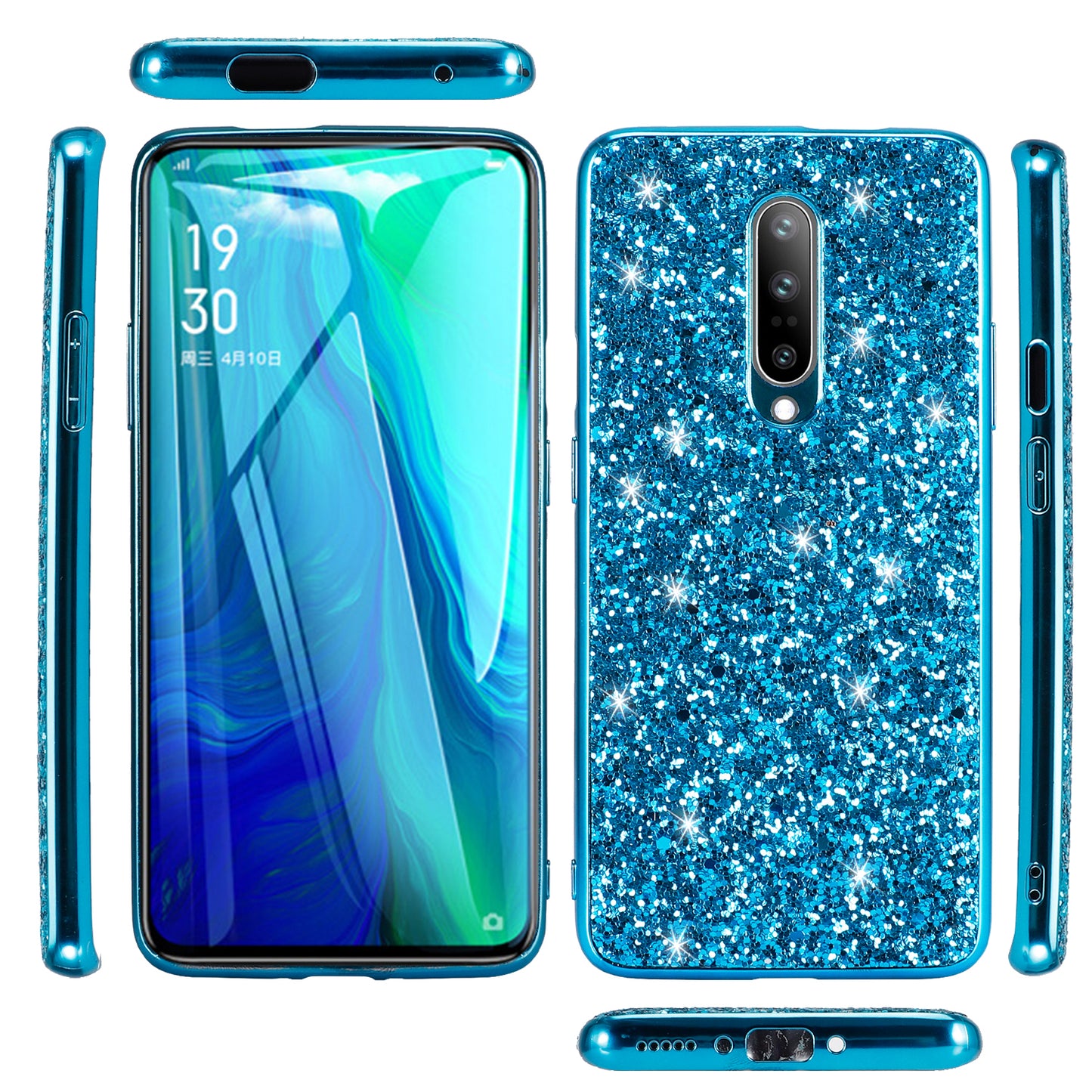 Glittering Sequins Plated TPU Frame + PC Protective Case for OnePlus 8