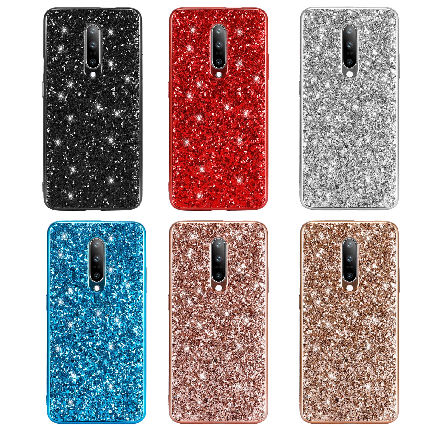 Glittering Sequins Plated TPU Frame + PC Protective Case for OnePlus 8