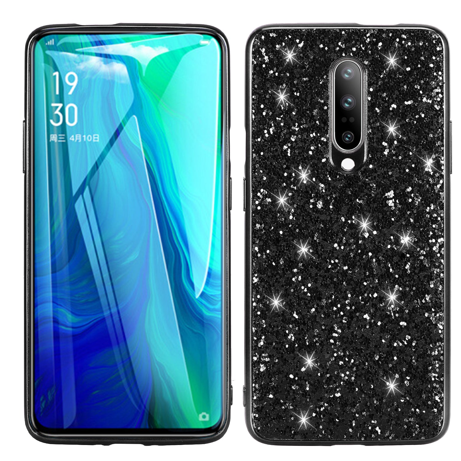 Glittering Sequins Plated TPU Frame + PC Protective Case for OnePlus 8