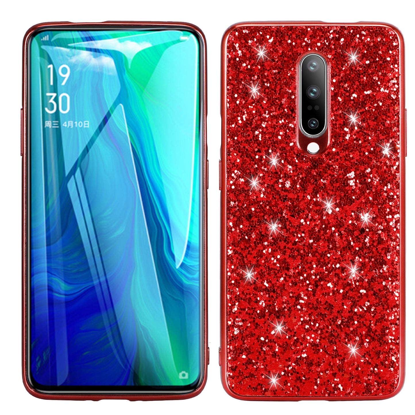 Glittering Sequins Plated TPU Frame + PC Protective Case for OnePlus 8