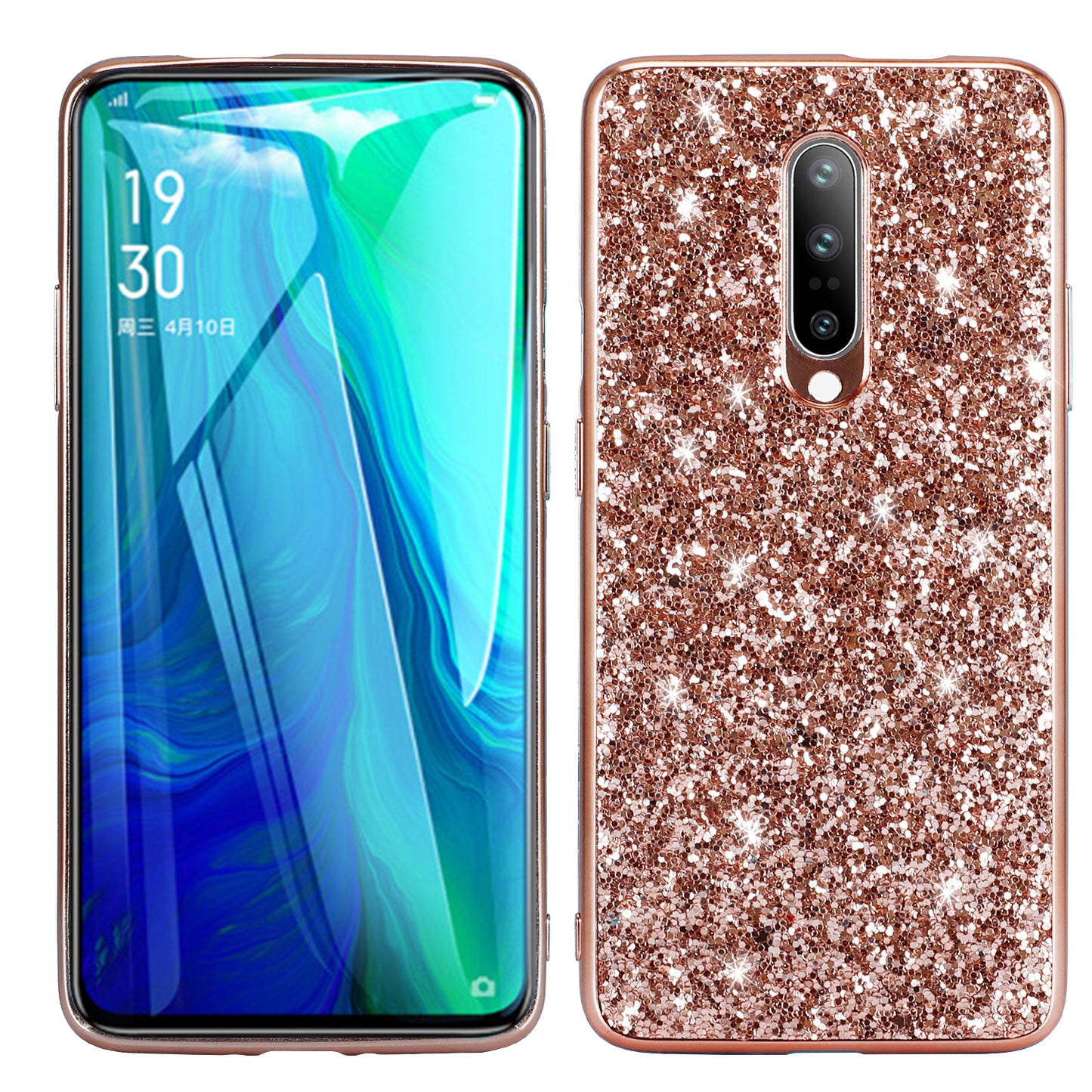 Glittering Sequins Plated TPU Frame + PC Protective Case for OnePlus 8