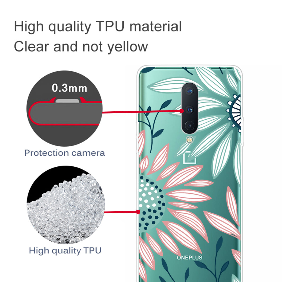 Pattern Printing Clear TPU Soft Phone Back Shell for OnePlus 8