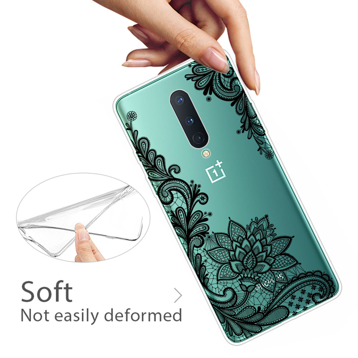 Pattern Printing Clear TPU Soft Phone Back Shell for OnePlus 8