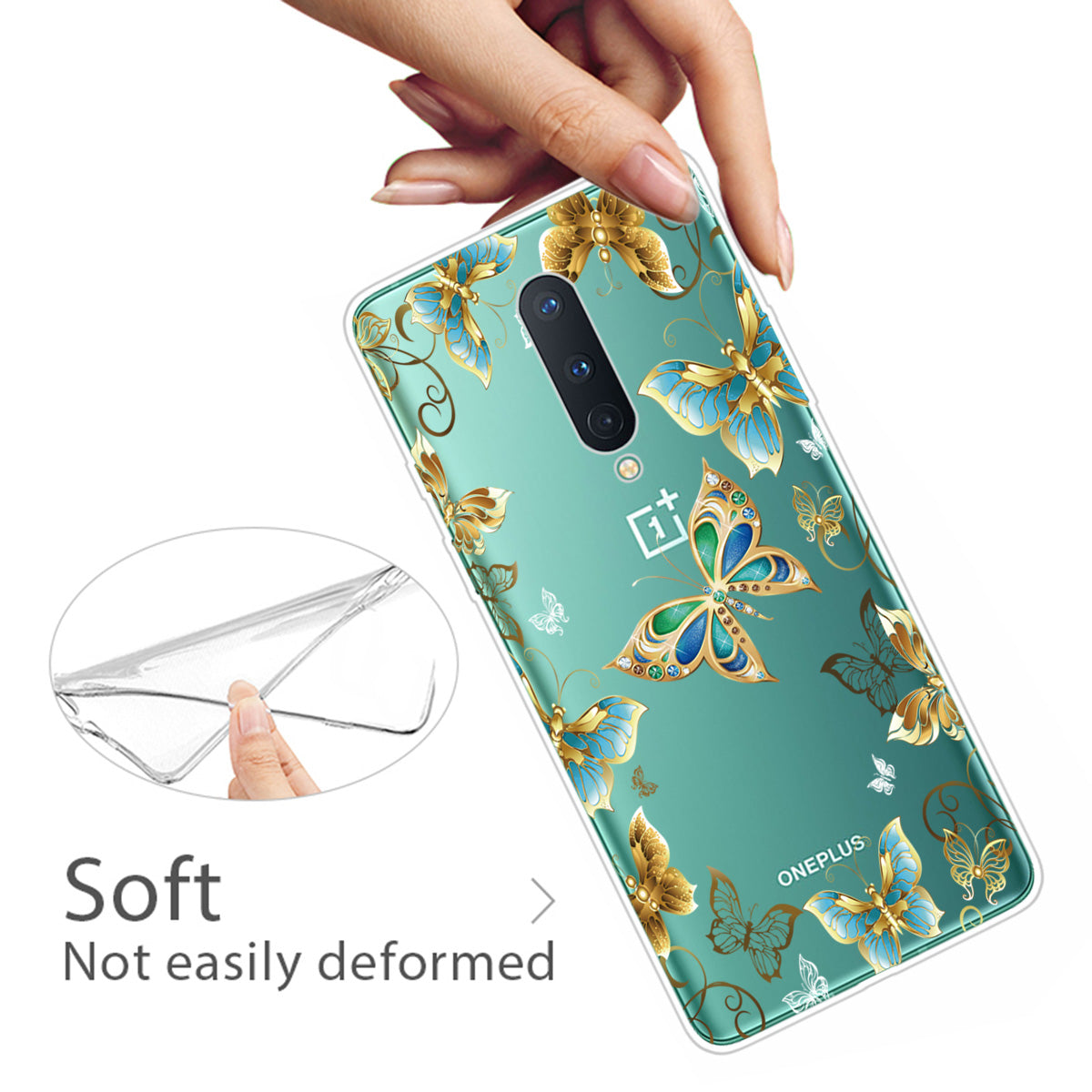 Pattern Printing Clear TPU Soft Phone Back Shell for OnePlus 8