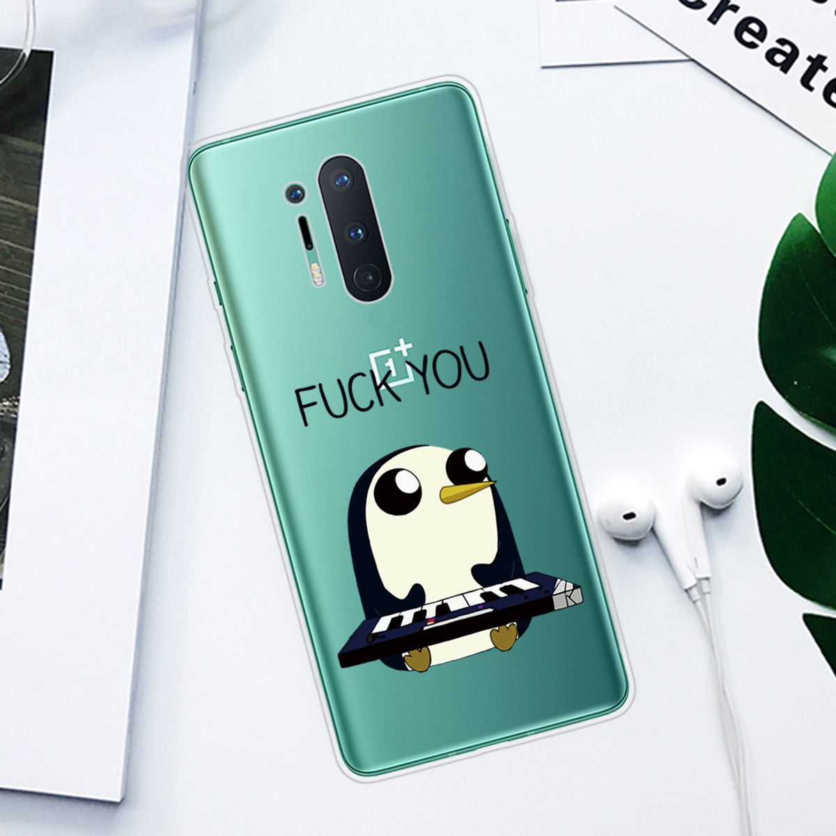 Pattern Printing Clear TPU Soft Phone Back Shell for OnePlus 8 Pro