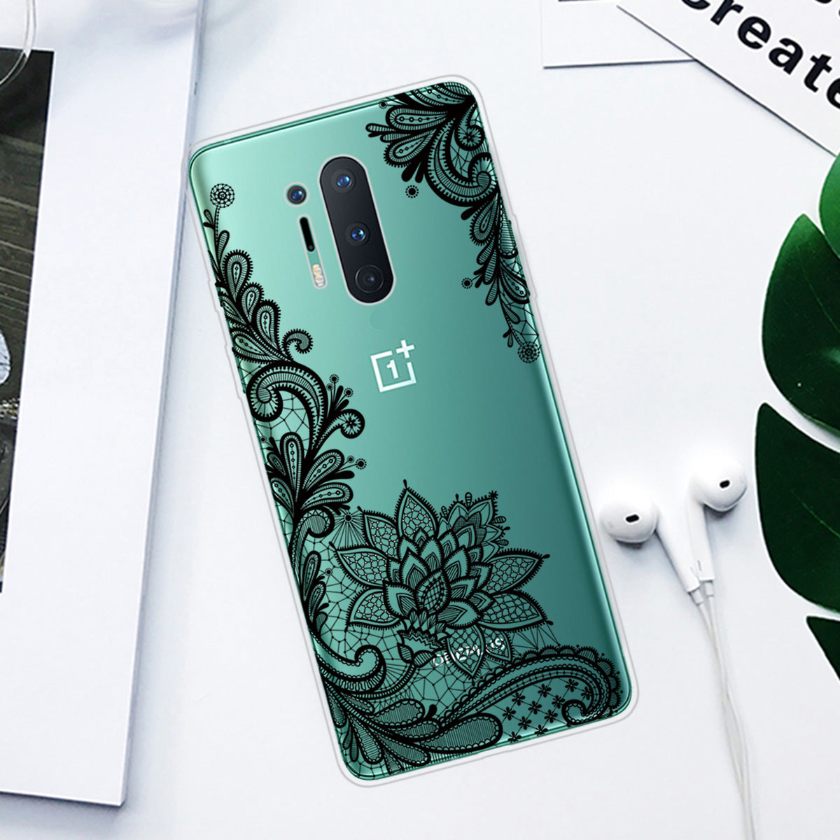 Pattern Printing Clear TPU Soft Phone Back Shell for OnePlus 8 Pro