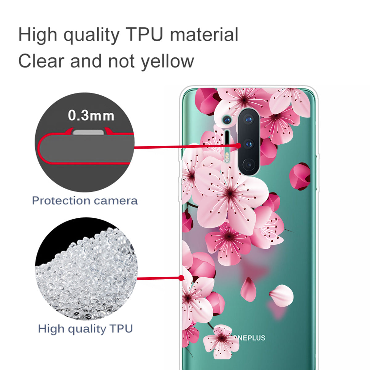 Pattern Printing Clear TPU Soft Phone Back Shell for OnePlus 8 Pro