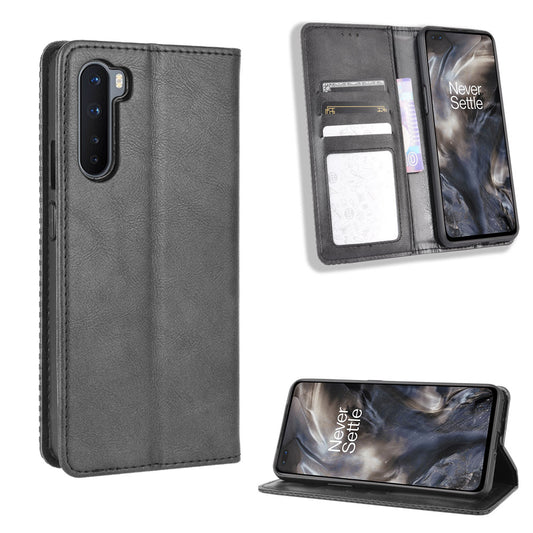 Auto-absorbed Retro Leather Wallet Phone Case for OnePlus Nord