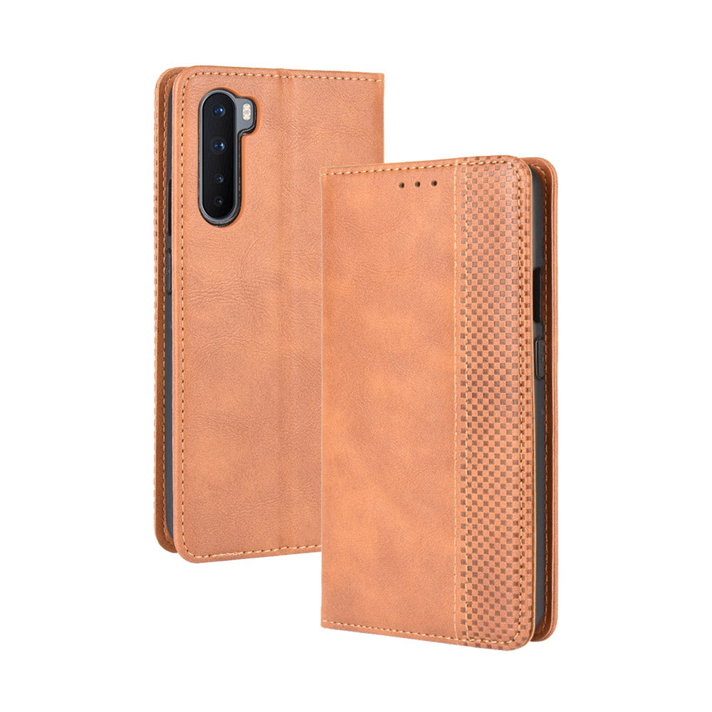 Auto-absorbed Retro Leather Wallet Phone Case for OnePlus Nord