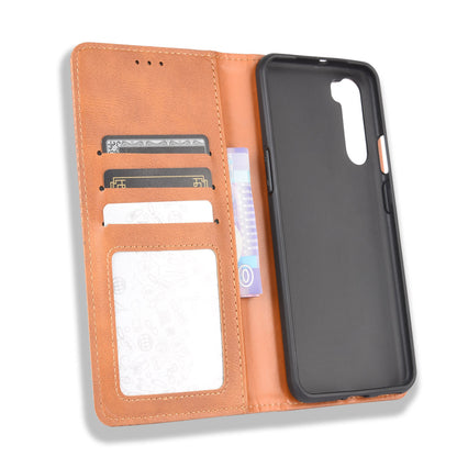 Auto-absorbed Retro Leather Wallet Phone Case for OnePlus Nord