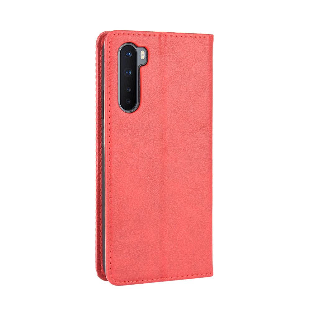 Auto-absorbed Retro Leather Wallet Phone Case for OnePlus Nord