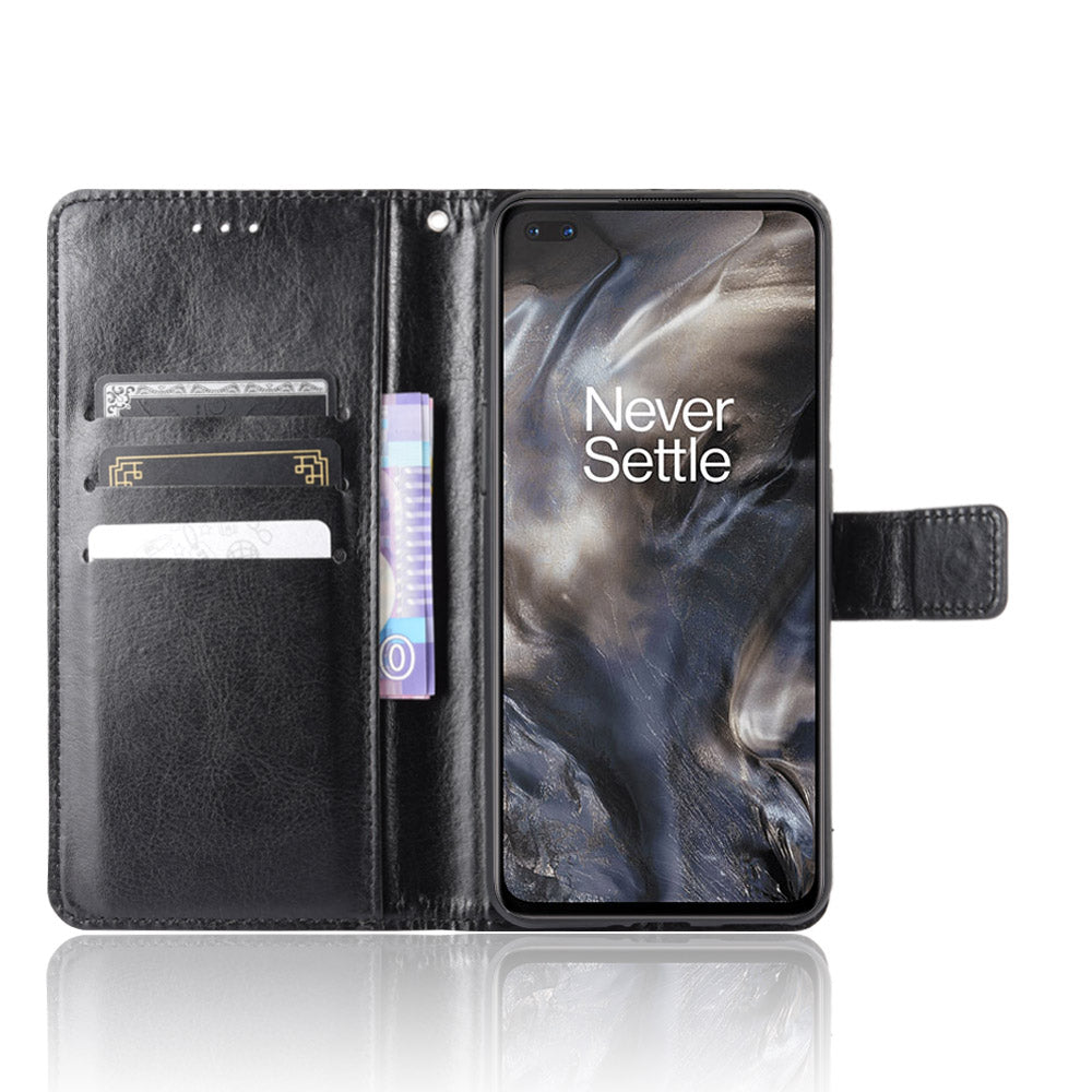 Crazy Horse Wallet Stand Leather Case with Strap for OnePlus Nord