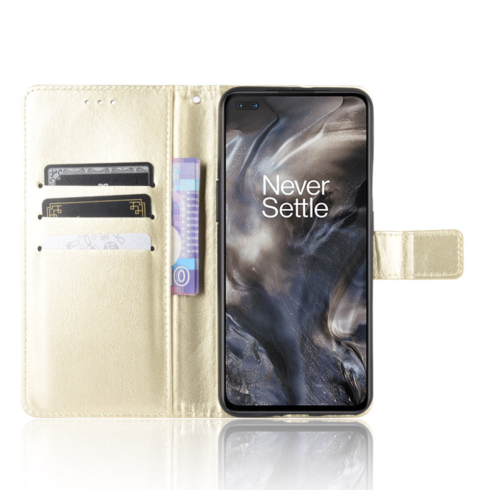 Crazy Horse Wallet Stand Leather Case with Strap for OnePlus Nord