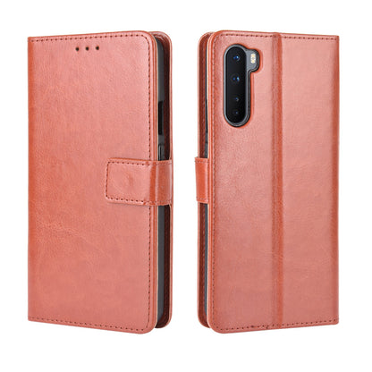 Crazy Horse Wallet Stand Leather Case with Strap for OnePlus Nord