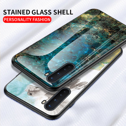 Marble Pattern Tempered Glass + PC + TPU Cell Phone Cover for OnePlus Nord